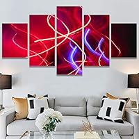 SIGNWIN 5 Panel Canvas Wall Art Abstract Brushstroke Closeup Digital Art Modern Artwork for Home Decorations Ready to Hang - 60