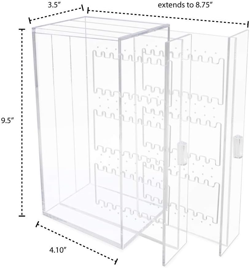 Isaac Jacobs 2 Drawer Acrylic Earring Holder, Jewelry Organizer Case (Holds up to 48 Pairs)
