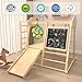 9-in-1 Indoor Jungle Gym, Montessori Indoor Playground for Toddlers,Wooden Climber Set with Swing, Slide, Monkey Bars, Climbing Neting, Upright Ladder, Climbing Ladder, Rings, Black Board, Dart Board