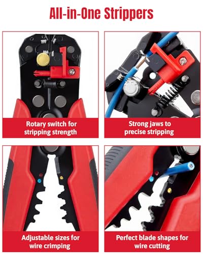 NEW LEADER Automatic Wire Stripper, 3 in 1 Wire Cutters, AWG 10-24 Cable Cutters and Crimper, Self-Adjusting Professional Cable Stripper Tool, Electrical Tools and Terminal Crimper for Electricians - Image 3