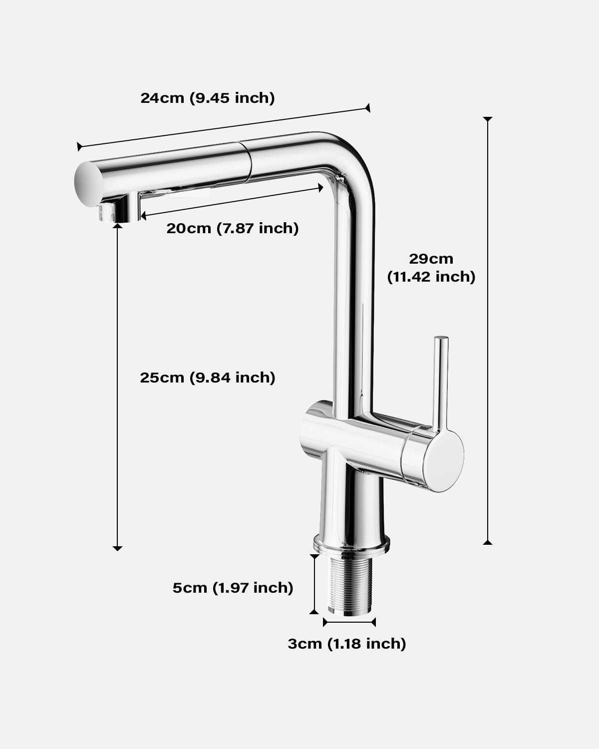 Cobbe Hochdruck Wasserhahn Küche, Küchenarmatur Ausziehbar mit Brause, Spültischarmatur Küche, Armatur Küche 360° Schwenkbar, Mischbatterie Küche Edelstahl (Chrom)