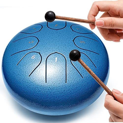 image for Lronbird Steel Tongue Drum, 6 Inch 8 Notes Musical Instruments, Rain D