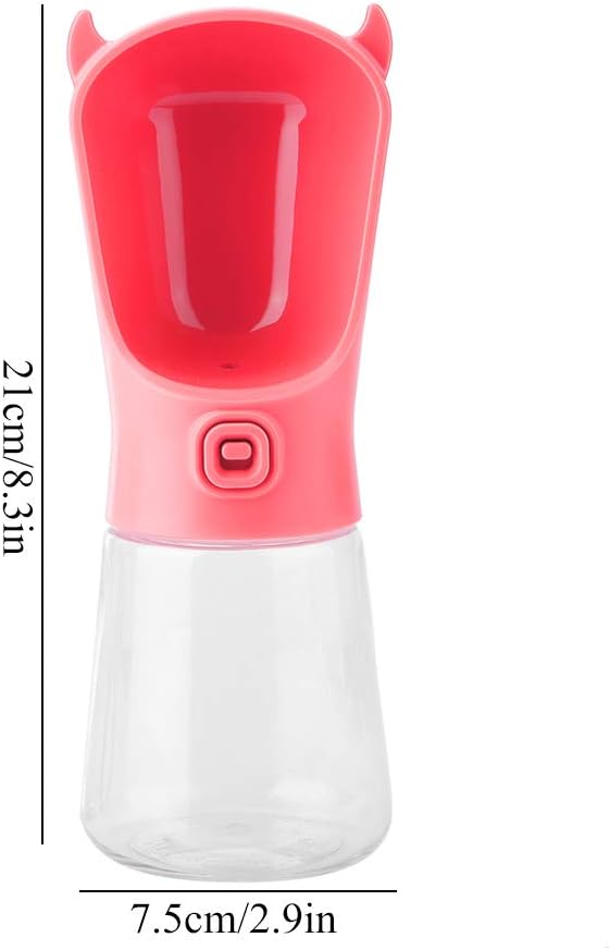 350ml Portable Pet Water Bottle - Leak-Proof Dog & Cat Drinking Cup with One-Button Dispenser, Travel Feeder for Outdoor Walks (Green, Devil Shape) Pink image 5