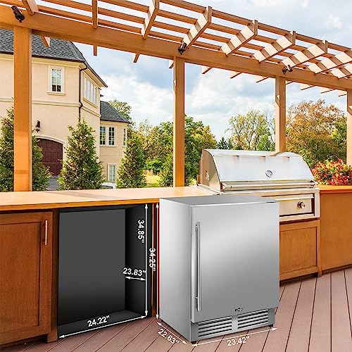 Image of Tylza 24 inch Outdoor Beverage Refrigerator 176 Can Stainless Quick Chill
