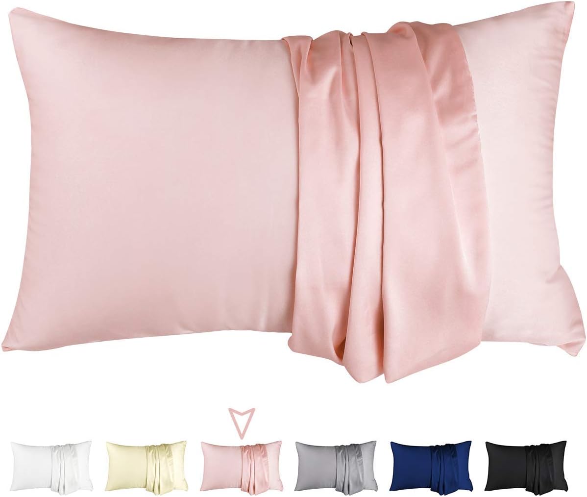BYSURE 2 Pack Satin Silky Pillowcases for Preventing Hair Knotted & Facial Skin Wrinkle with Hidden Zipper (King, Pink)