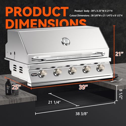 Hygrill40inchbuiltingrillstainlesssteel5burnergrillheadforoutdoorkitchenliquidpropane Urban Country Home Decor Hygrill 40 inch built in grill stainless steel 5 burner grill head for outdoor kitchen liquid propane urban country home decor