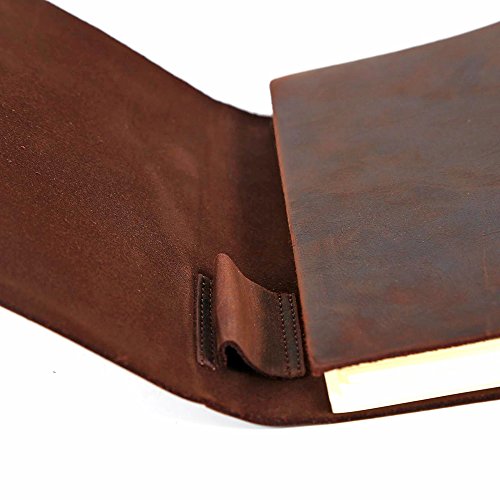 Leather Journal Writing Notebook, Antique Vintage Handmade Bound Daily Notepad, 7 X 5 Inches, Unlined Paper, Best Gift For Art Sketchbook & Travel Steno Memo To Write In, Brown #TOP4