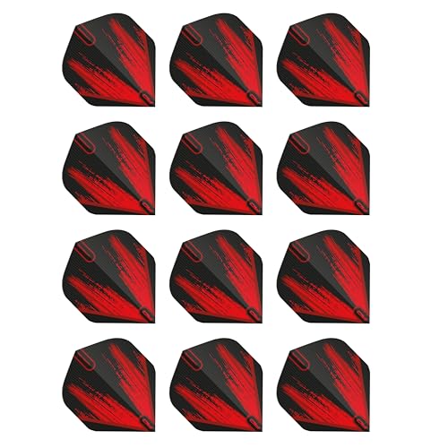 RED DRAGON Hardcore Radical Black & Red Dart Flights - 4 juegos por paquete (12 plumas de dardos en total)