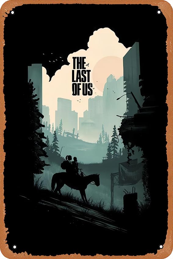 The Last of Us Joel and ellie Family Poster Metal Tin Sign Wall Art Vintage Man Cave Bar Shop Garage 12 x 8 Inches Home Office Decor Art