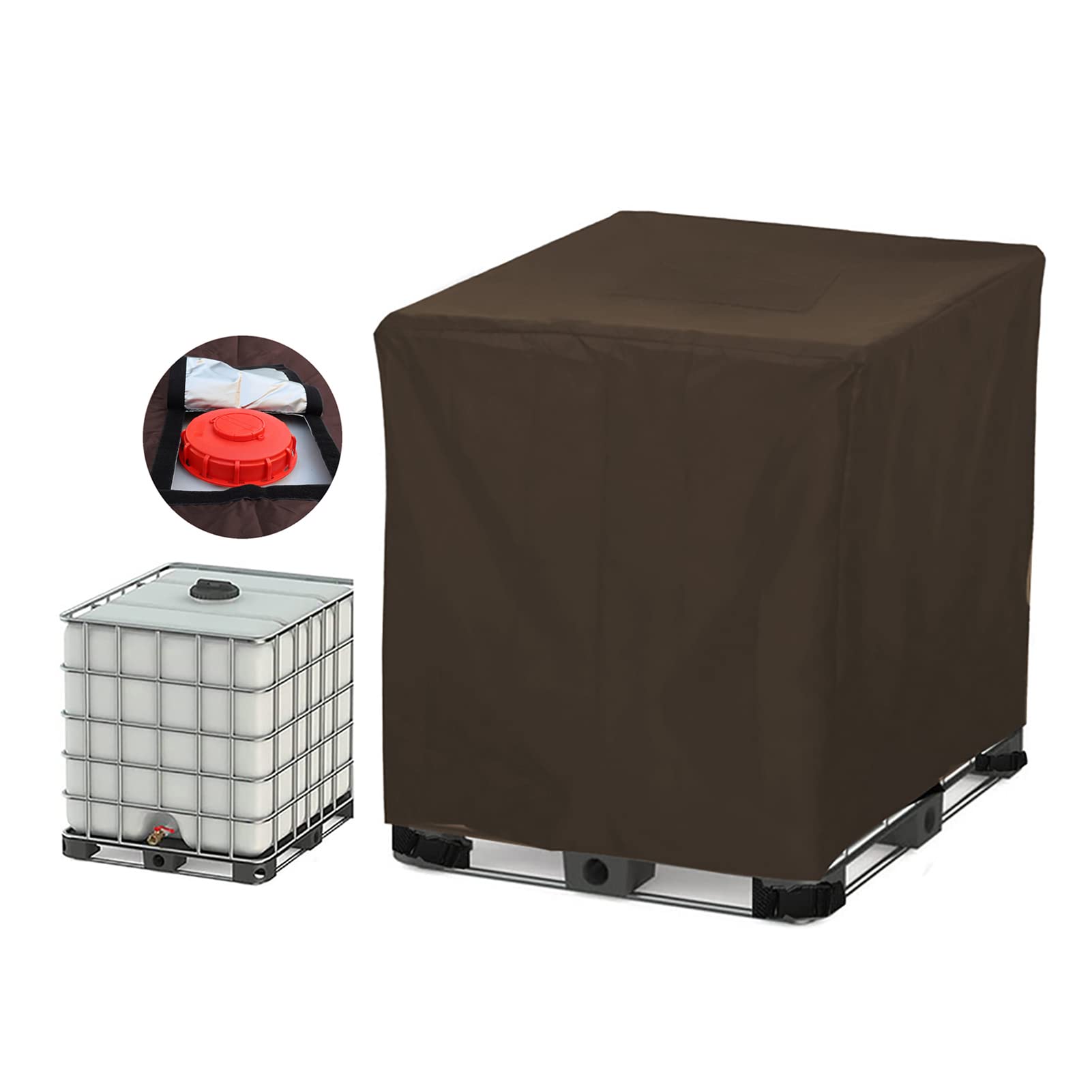 IBC - Cubierta para depósito de agua, resistente a los rayos UV y al polvo, lona protectora para agua de 300L/600L/800L/1000L, cubierta impermeable para IBC Tan