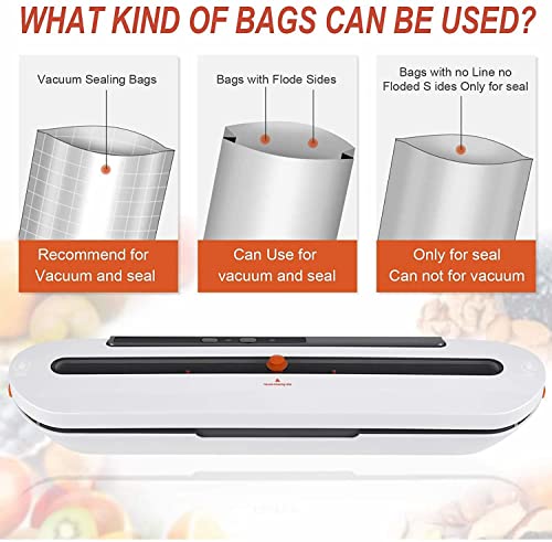 Image of ORILEY Vacuum Sealer Machine Dry & Wet Electric Automatic Kitchen Food Packaging Air Sealing with 10 Preservation Bags (80W), white (QH-02)