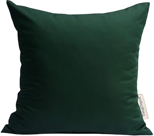 TangDepot - Fundas de almohada de seda sintética, lisas, duraderas, Verde oscuro