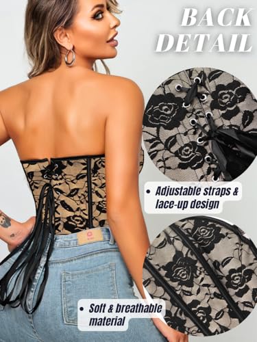 Image of ChiaoLezhee Heart Corset Top For Women, Sexy Concert Outfits Going Out, Strapless Crop Top, Overbust Bustier
