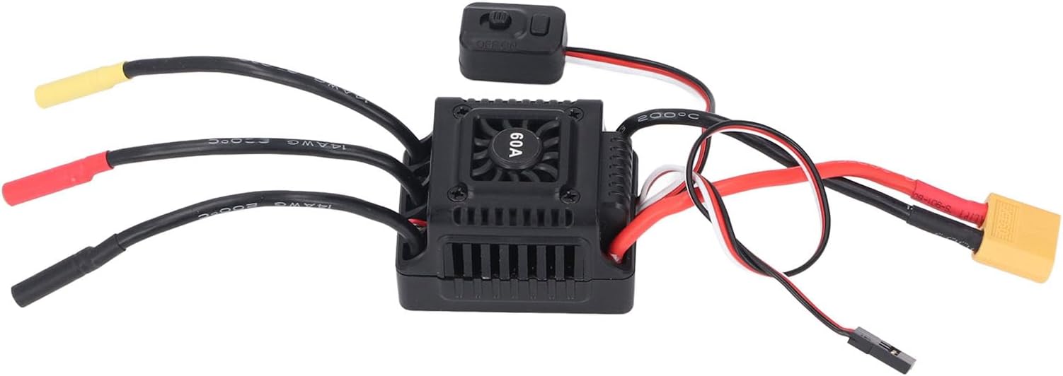 Cryfokt RC Car Electronic Speed Controller, Brushless ESC Waterproof Electronic Speed Controller, 60A Brushless ESC for 1/10 RC Truck, 60A ESC Combo Set for 1/10 RC Car