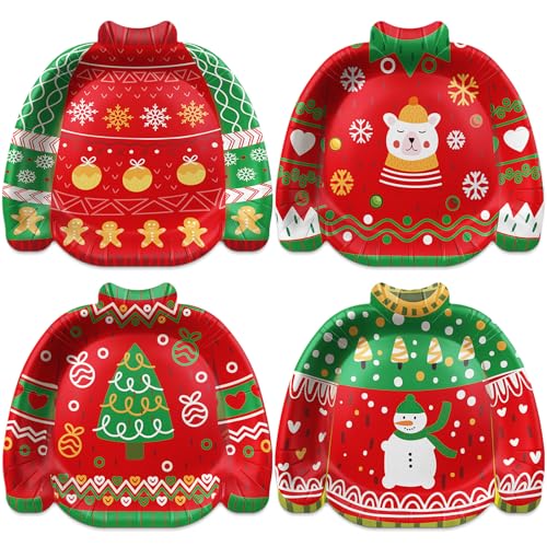 JVORFDG 100pcs Christmas Ugly Sweater Plates Party Supplies Xmas