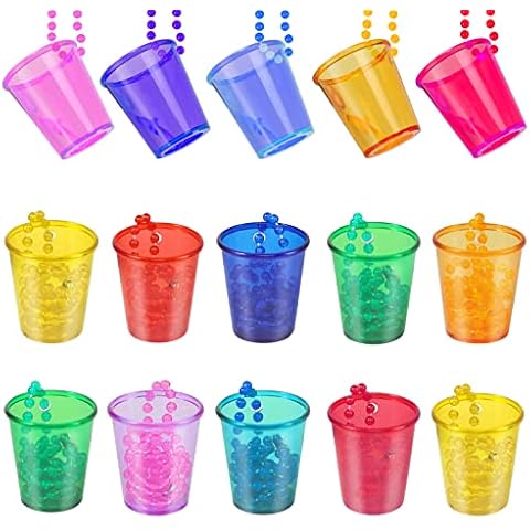 16 Pcs Hen Party Shot Glasses Shot Glass Necklace Beaded Bridal Shot Glass Shot Necklace Glass Bachelorette and Bride Team Bride Shot Glasses Plastic Cups for Wedding Party Supplies Cover