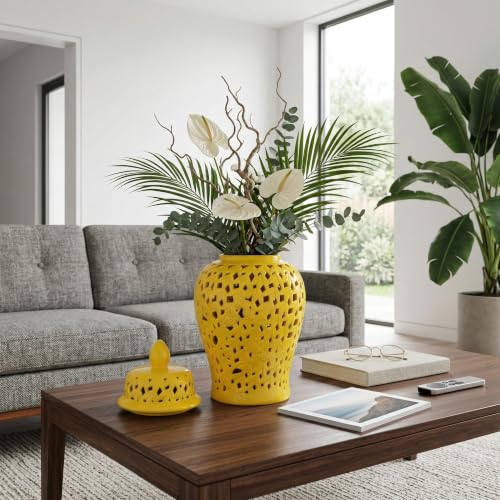 Ceramic Stoneware Ginger Jar – Decorative Storage and Display Accent,