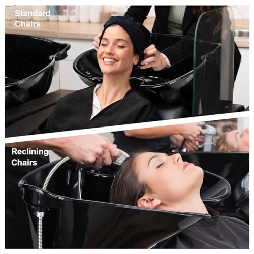 Xtsuen Mobiles Waschbecken Friseur Höhenverstellbar Haarwaschbecken mit elektrischer Pumpe mit 2-Eimer und Abflussschläuche, Tragbares Salonbecken Tiefes Shampoo für Zuhause Salon Friseursalon