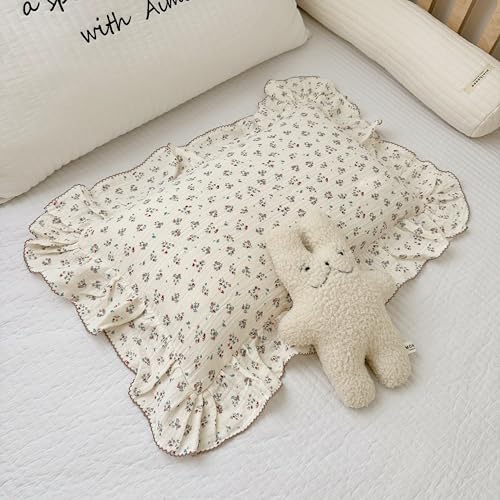 BuLuTu Girls Boys Kids Pillowcase Standard Size, Floral Pattern, 20"x26", 1 pc, Soft Breathable Muslin Cotton Toddler Bed Pillow Cases Kids Bedding Room Decor, Envelope Closure Baby's Breath