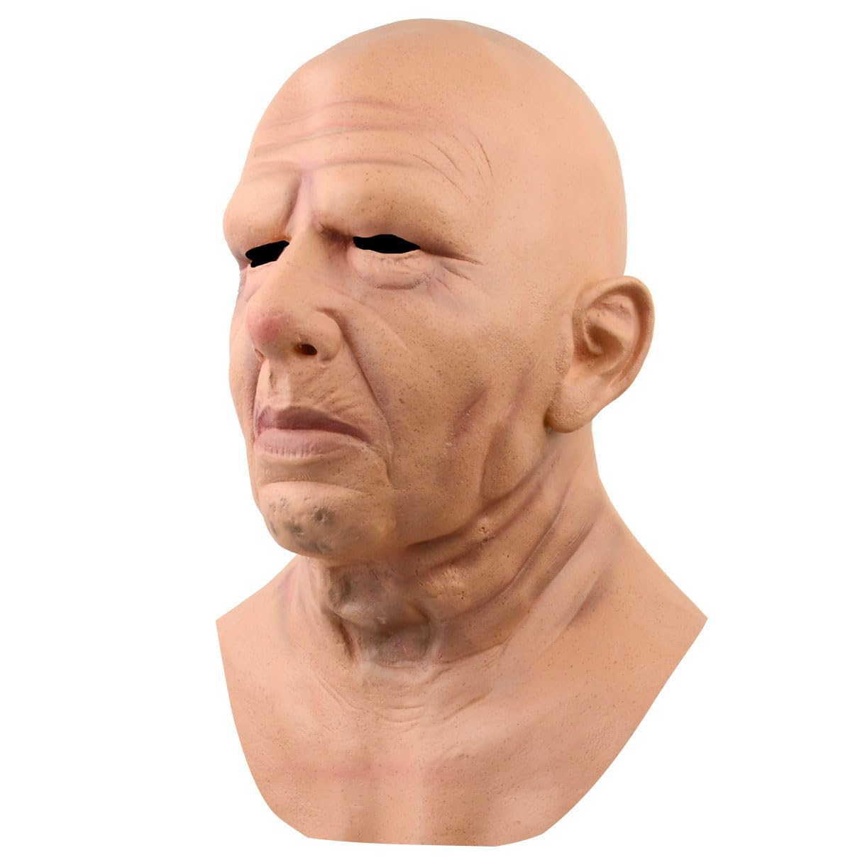 HOTTERCOS Realistische Maske für den alten Mann, Glatze, Humen, Gesichtsmasken, Falten, Vollkopfmaske, Halloween-Maske, Kostümrequisiten