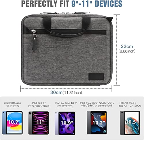 Timovo 9-11 Inch Tablet Sleeve Shoulder Bag With Stand And Handle For Or Ipad 10.9 2022, Ipad Air 5/4 10.9, Ipad 10.2 2021-2019, Ipad Pro 11 2022, Ipad 9.7, Galaxy Tab A8 10.5, Tab S8 11/A7 10.4, Gray #TOP1