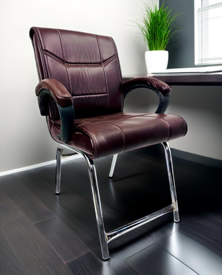 Image of Special Director Principal Office Visitor Study Chair with arm Rest and Cushioned seat Back, Chair Without Wheels, Holds Upto 125 kg (1, Coffee, H Frame)