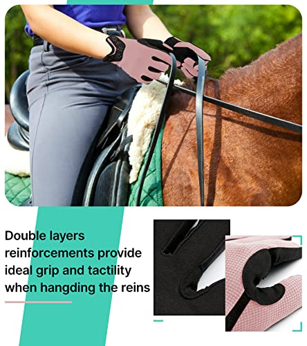 Thapower Horse Riding Gloves Women Equestrian Riding Gloves Ladies Youth Girls Flower Pattern Horseback Leather Gloves Summer Winter Outdoor Sports Mittens #TOP3