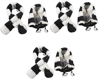 FOMIYES 3 Sets Winter Warming Scarf Pet Costume Accessories Pet Scarf Hijab Scarf Has Dog Scarf Denim Outfit Cat Hat Puppy Outfits Vintage Hats for Dogs White Stripe Confinement Supplies