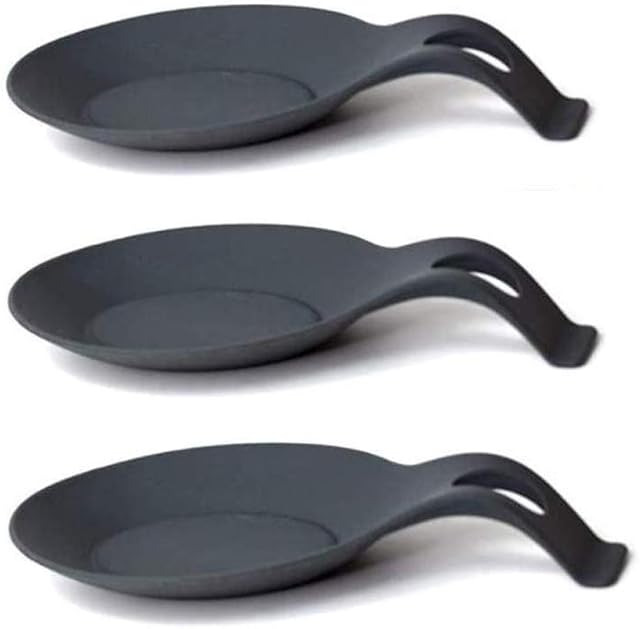 Rest Kitchen Silicone Spoon Silicone Scoop Bracket Stand Heat Resistant Spoon Shelf Utensil Spatula Holder Blcak 3PCS