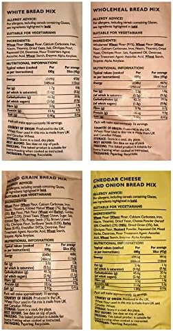 Wright's Baking Bread Mix Selection Pack - Premium White, Farmhouse Wholemeal, Mixed Grain, Cheddar Cheese & Onion (One of Each 500g),500 g (Pack of 4)