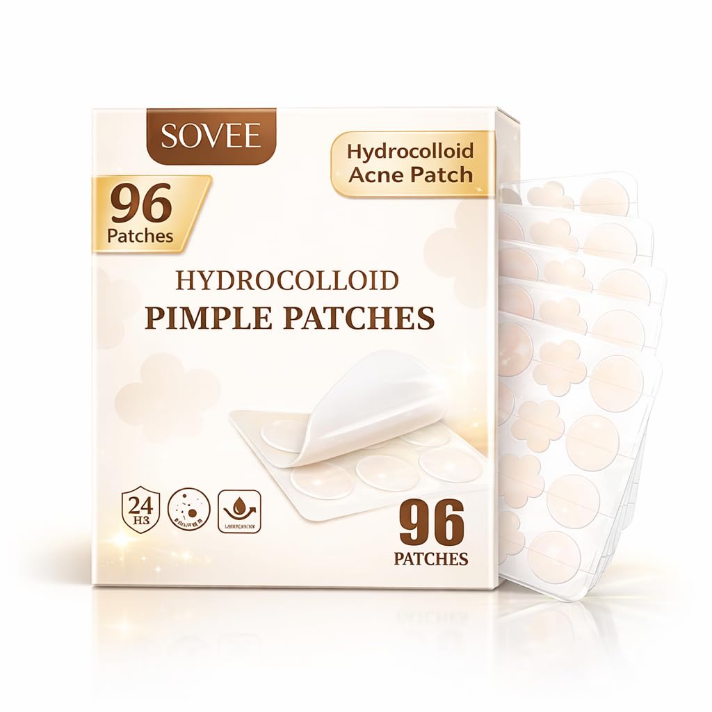 Pimple Patches for Face (96 Count) – Invisible Hydrocolloid Acne Patches with Tea Tree & Salicylic Acid – Waterproof Zit Stickers for Overnight, Makeup & Sensitive Skin