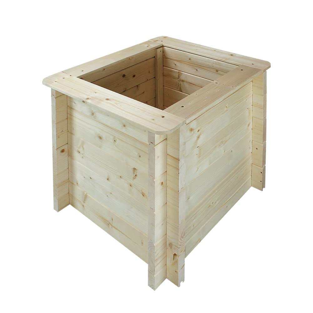 TIMBELA Carre Potager Exterieur Bois - Jardinieres Exterieur pour Jardin, Balcon, Terrasse – pour Fleurs, Herbes aromatiques, Légumes- Bois Massif pin/épicéa 28 mm, 58x58xH57 cm, M618
