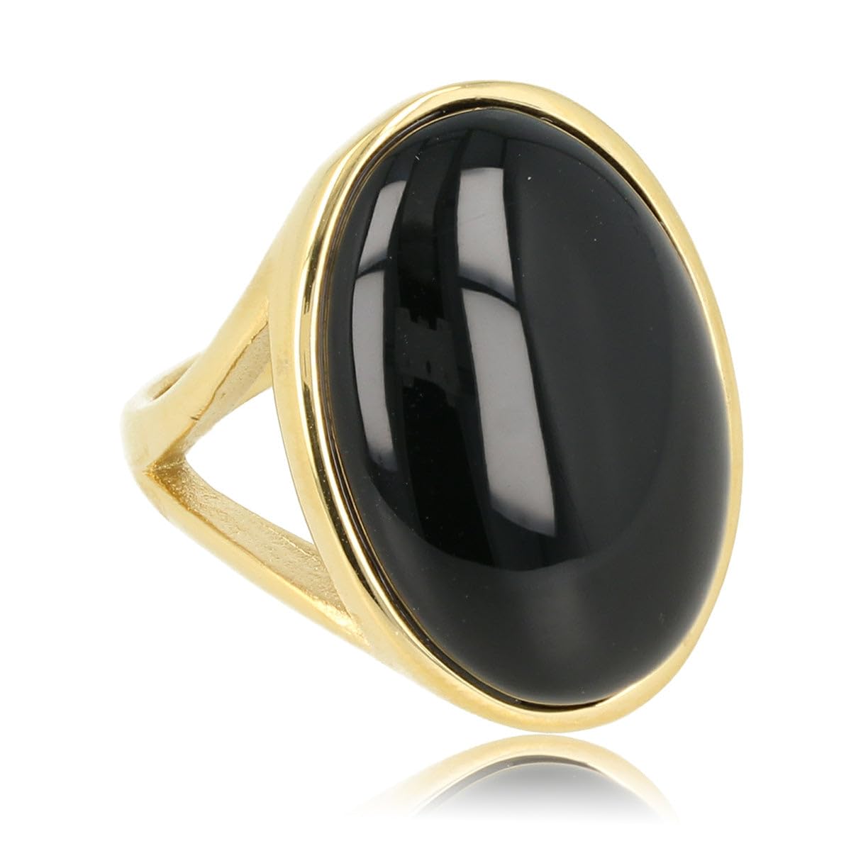 My Bendel Großer Gold oder Silber Ring mit Echtem Rundem Edelstein | Stylischer Ring für Damen | Vintage Design | Verfärbt Sich Nicht & Bleibt Glänzend | Inklusive Luxuriöser Geschenkverpackung