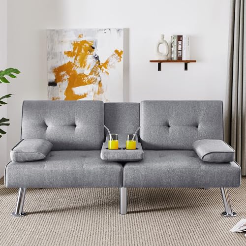 Yaheetech YT-00136942 Convertible Sofa Bed Adjustable Fabric Couch Sleeper Modern Recliner Reversible Loveseat Folding Daybed Guest Bed thumb #3