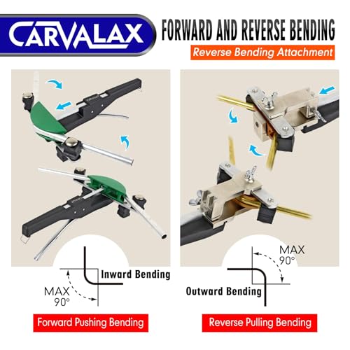 Carvalax Pipe Tube Bender Set, for 1/4” to 7/8” O.D, 90° Ratcheting Tubing Bender Kit with Reverse Bending Adapters and 7 Multi-Color Aluminum Heads, for HVAC Air Condition Hydraulic Work - Image 2