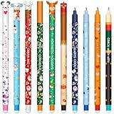 Radierbarer Gelschreiber Set - Weihnachten für löschbare Stifte Set, mit thermoempfindlicher Löschtinte, einer Vielzahl von Tintenfarben und Schaftdesigns, 0,7 mm (10 weihnachtliche löschbare Stifte)