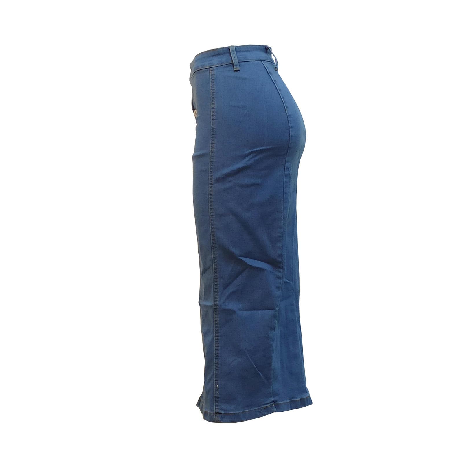 Falda Vaquera Femenina Informal con Botones, Pantalones para niñas, Ropa de Calle para Mujer, Faldas Midi de Jean para mujer-4-S