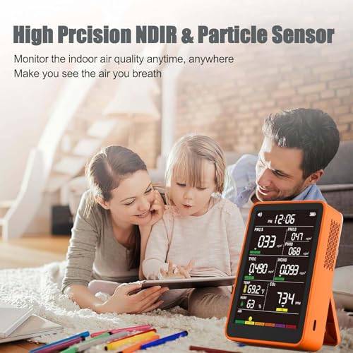 Image of 16-in-1 Indoor Air Quality Monitor, High-Precision Multi-Parameter Smart Air Quality Tester with HD Real-Time Color Screen, Portable Air Quality Monitor for Home, Office, Cars, School, Bedroom