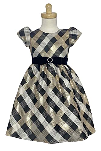 Made in USA - Christmas Dresses for Girls - Black and Gold Dress for Girls - Oro Vestidos Navideños para Niñas3
