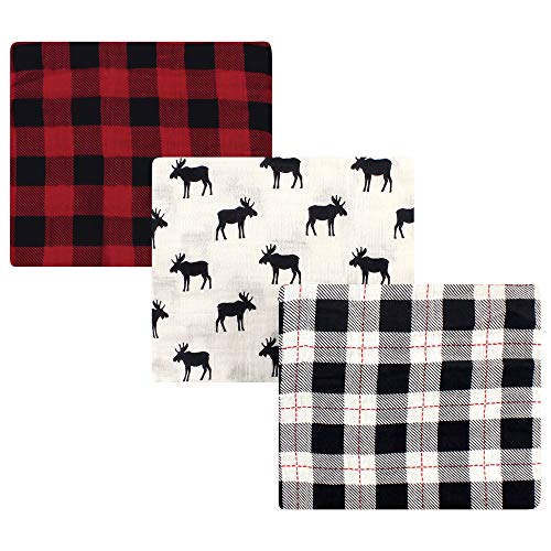 Image of Hudson Baby Unisex Baby Cotton Muslin Swaddle Blankets, Moose, 3-Pack