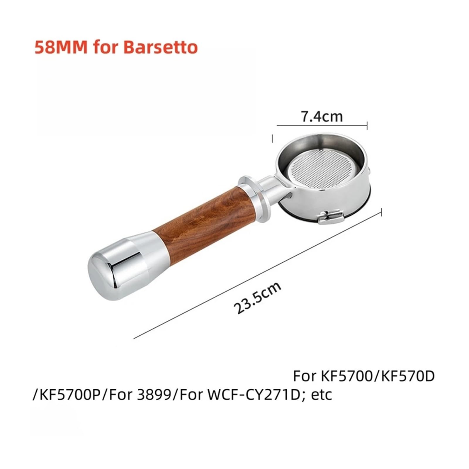 Cesta De Filtro Portafiltro Sin Fondo De 51/58MM, Mango Extraíble, Compatible Con Barsetto, Accesorios For Cafetera E61, Adaptación Precisa(58MM for BAE01)