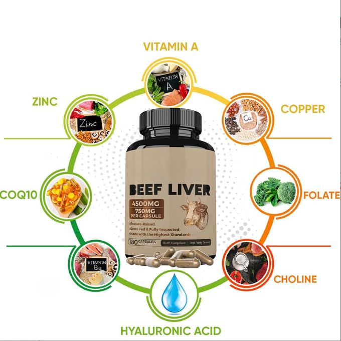 Foie de bœuf séché nourri à l'herbe - Fer naturel et vitamines - Soutient la santé globale - Faites l'expérience d'une force totale - Sans OGM