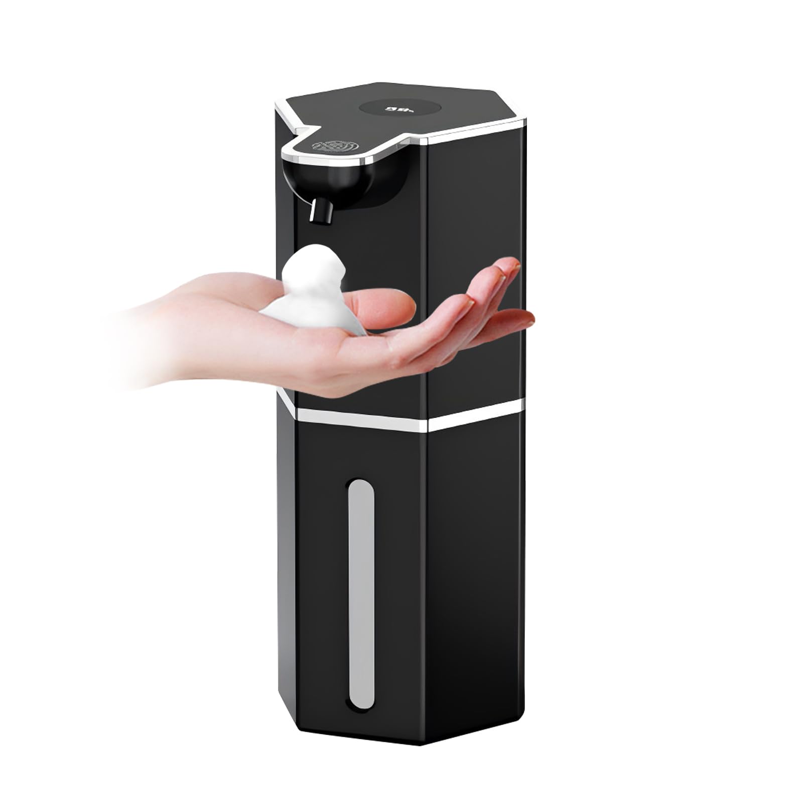 Shyxpw Automatic Foaming Soap Dispenser, USB Rechargeable, Touchless, 4-Level Adjustable Foam, Black, 12.6 oz / 360 ml, Countertop Soap Dispenser