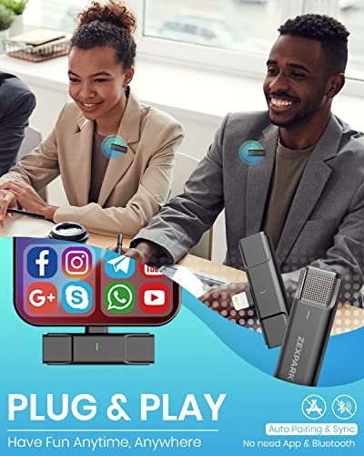 Zexpark Wireless Lavalier Microphone For Iphone Ipad,Plug & Play 2.4Ghz Lapel Mic With Charging Case For Youtube Facebook Live Stream Video Recording, Noise Reduction/ 984Ft Transmission #TOP1