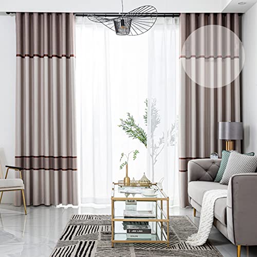 MFFIRE 1 Panneaux Rideaux Oeillets, Occultant Thermique Isolan Rideaux Rayures Isolation Rayon UV Rideaux Anti Froid Anti Bruit Rideaux pour Moderne Salon Et Chambre,3,W4 x H2.7m