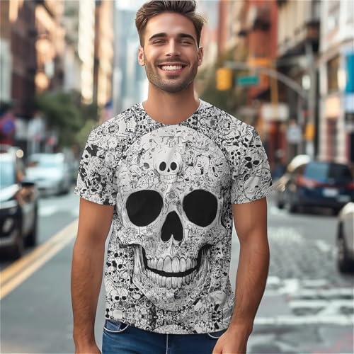 T-Shirts for Men 3D Printed, Small-3X Large Size Tee Short Sleeve T Shirt for Men3
