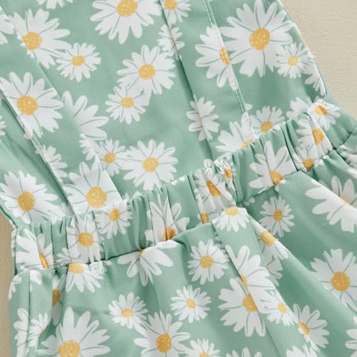 Image of Ayalinggo Toddler Baby Girl Sunflower Print Overalls Shorts with Pocket Suspender Trousers Cute Summer Clothing Outfit