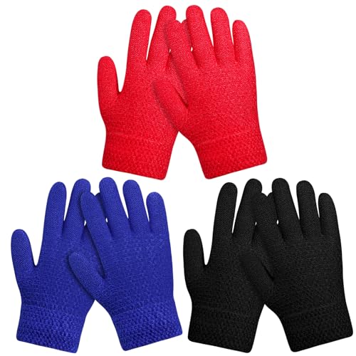 Image of ONESING Kids Knit Gloves - Stretchy Gloves for Boys Girls Winter, Solid Finger Gloves for Children