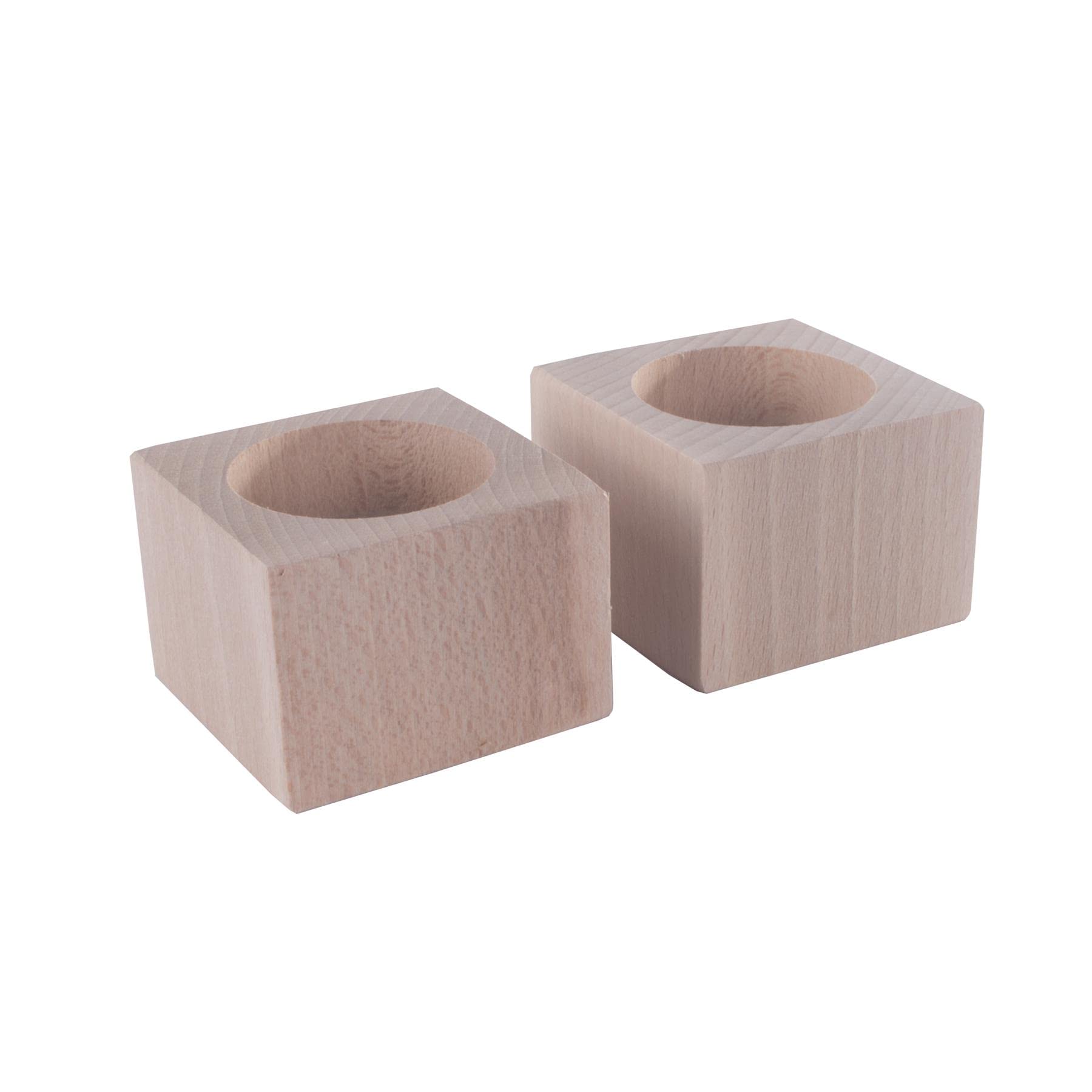 Woodeedoo Light Square Wooden Tea Candle Holder | Beechwood | 2X Xsmall | 60 X 60 X 40 Mm | Unpainted Plain Blank Decorative Wood For Craft Decoupage