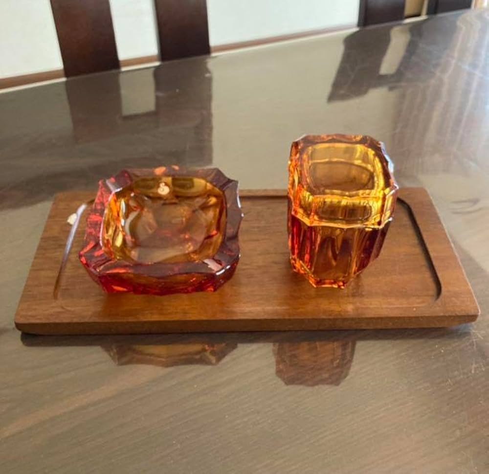 Amazon.co.jp: 佐々木ガラス クリスタル灰皿セット 応接セット